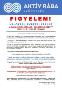 Hajózási zárlat a Rábán 2027 márciusáig